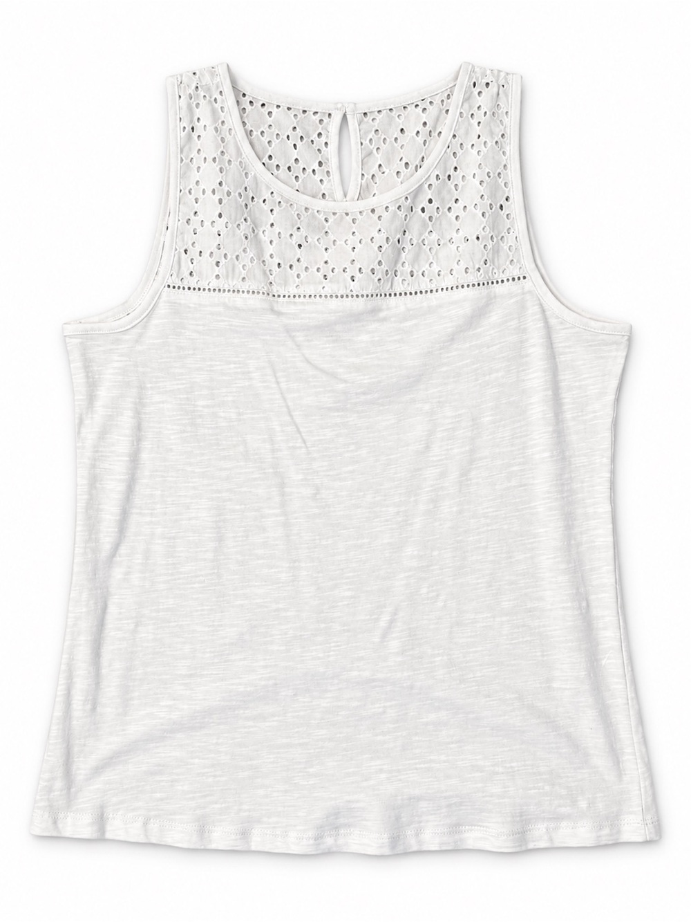 St. John's Bay White Eyelet Yoke Tank